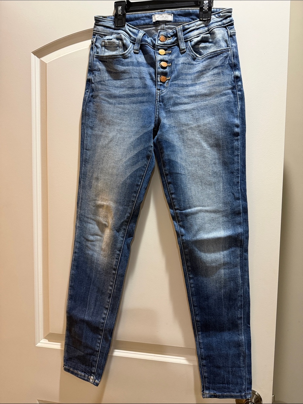 KanCan High-Rise Button-Fly Jeans in Medium Blue Wash